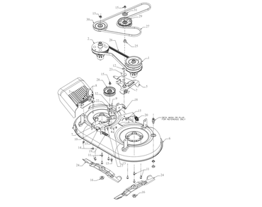 Deck Assembly Diagram and Parts List for CC760ES (12AE76JU010)(2016) Cub Cadet Lawn Mower